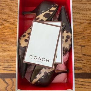 COACH TIERNEY LEOPARD PRINT LEATHER HEELS W8
